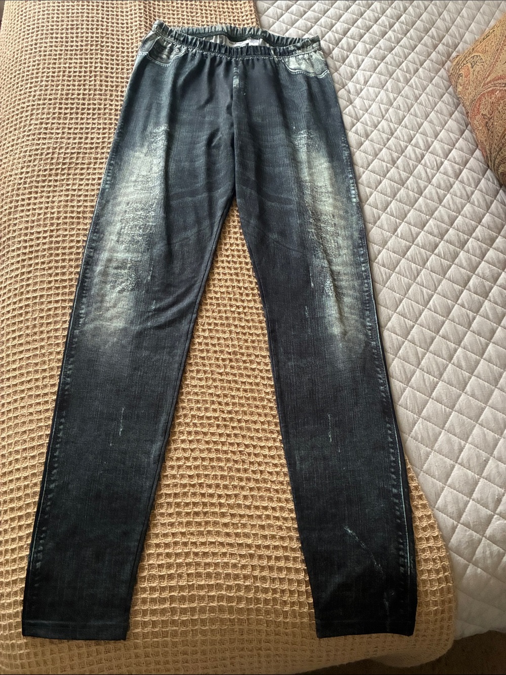 Patchington Faded Black Pull-On Leggings with Washed Highlights